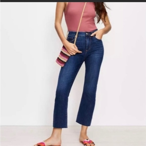 Loft- High Waist Flare Crop Jeans - Picture 1 of 2